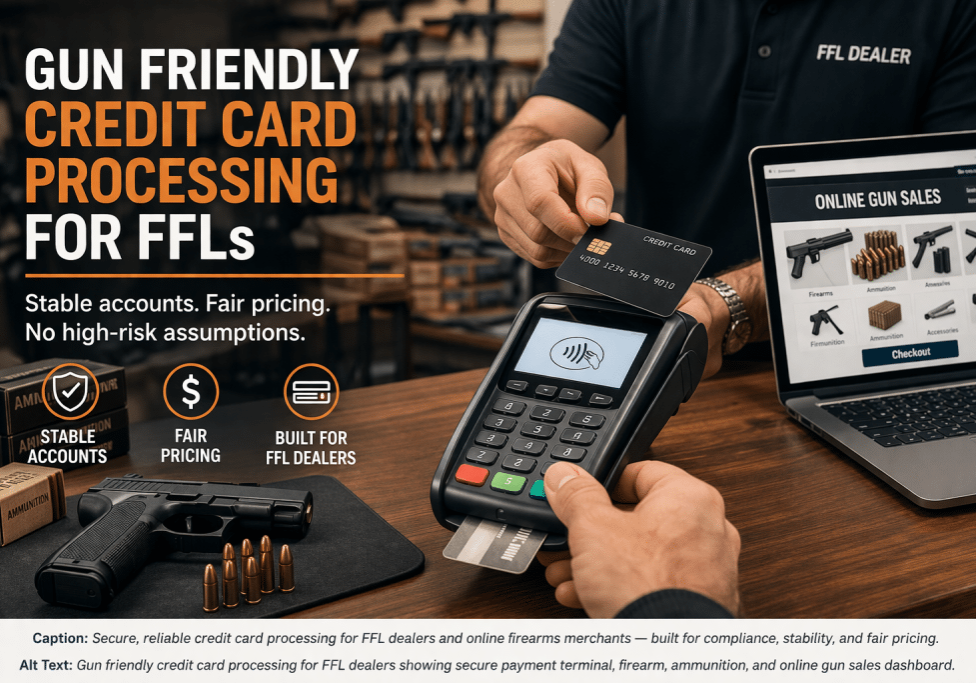 gun friendly credit card processing for FFL dealers accepting online firearm payments securely
